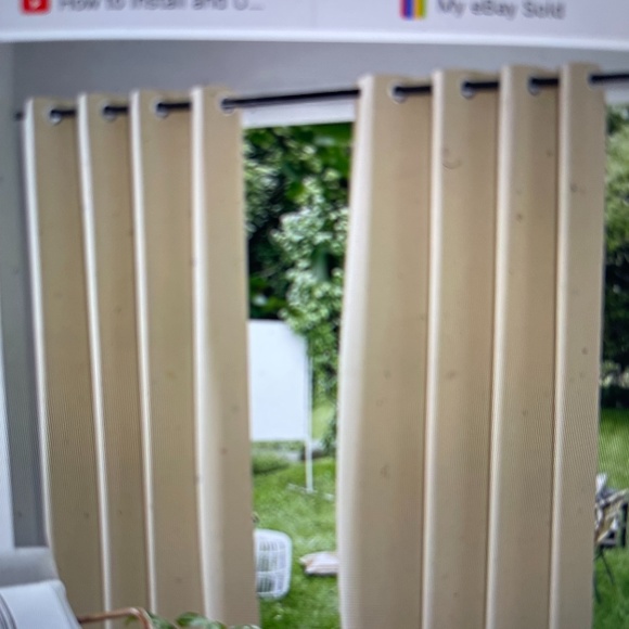 RYB HOME Beige Windproof Outdoor Curtains with Grommets at Both Top and Bottom - Picture 7 of 7
